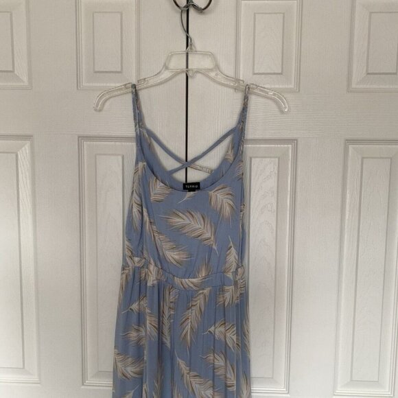 Torrid Light Blue Feather Challis Tie Midi Dress 0 Women’s Large - Picture 8 of 16